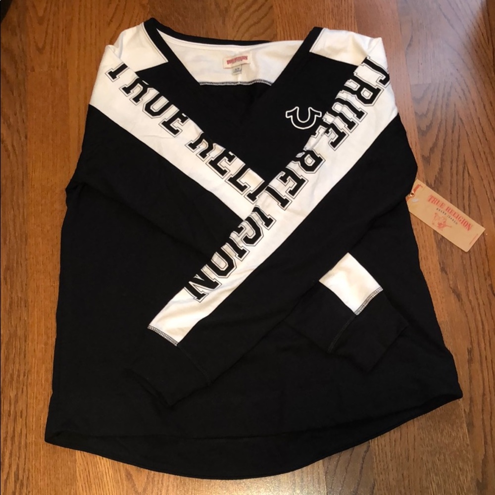 Blue and white true religion long sleeve size XL